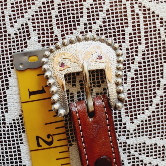 Rare Vintage VOGT Sterling & Ruby Horse Hair Western Belt